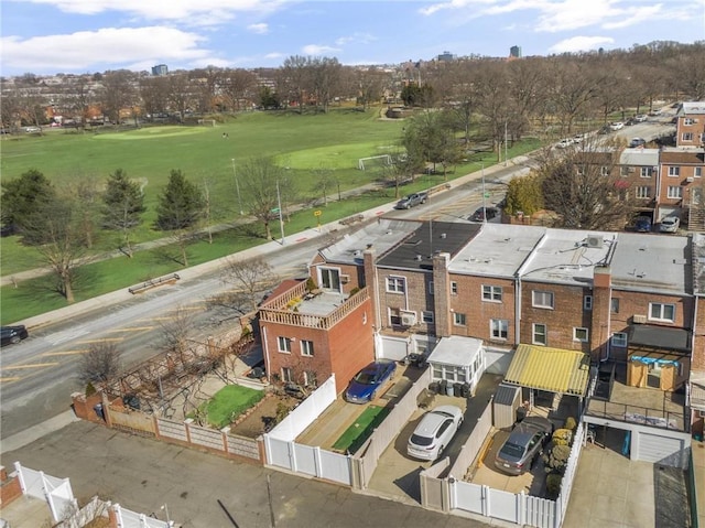 drone / aerial view with golf course view