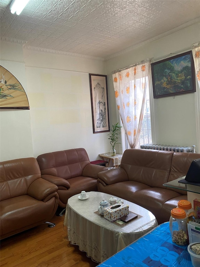 living room with wood finished floors