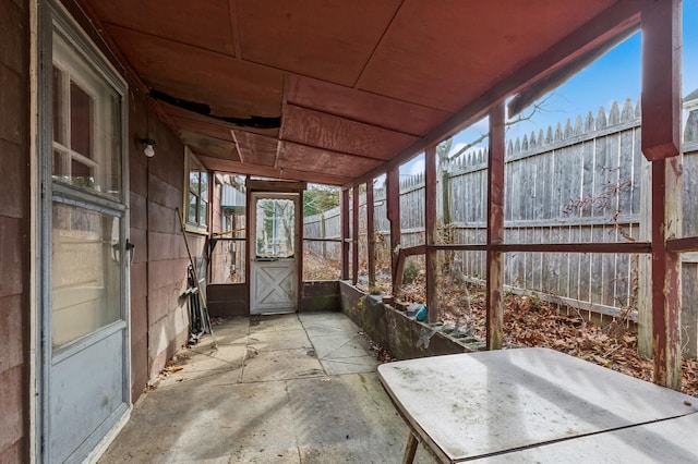 view of unfurnished sunroom