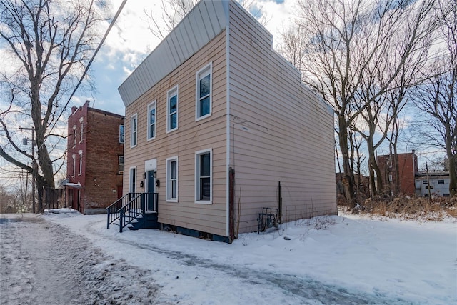 view of snow covered exterior