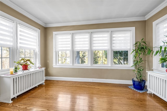 sunroom with radiator heating unit