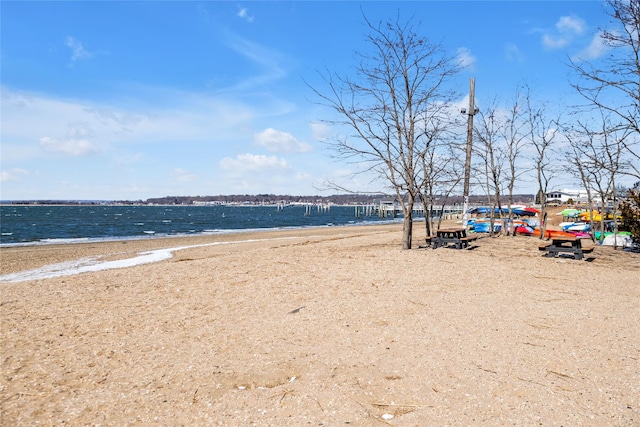 water view featuring a beach view