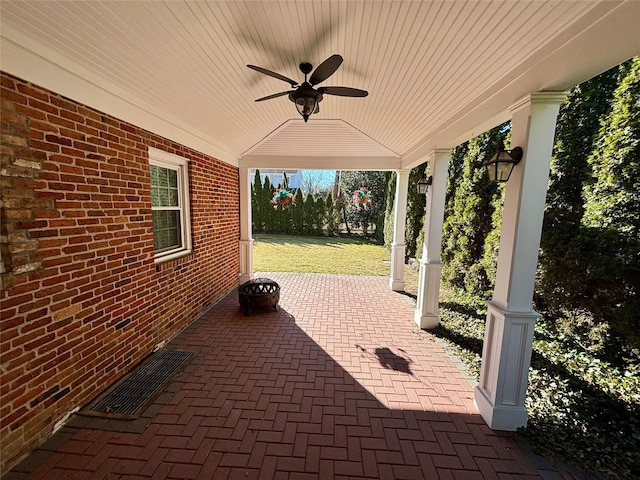 view of patio with a ceiling fan