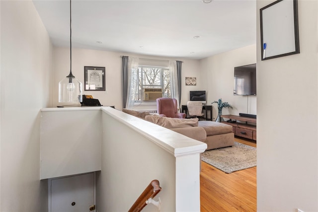 living room with wood finished floors