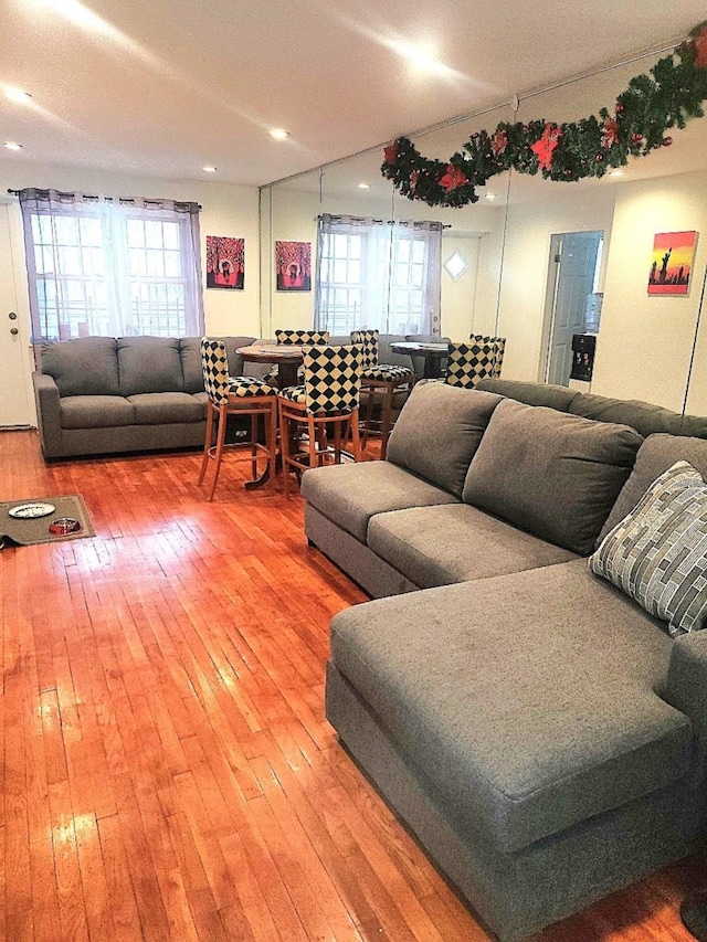 living area with wood finished floors and a wealth of natural light