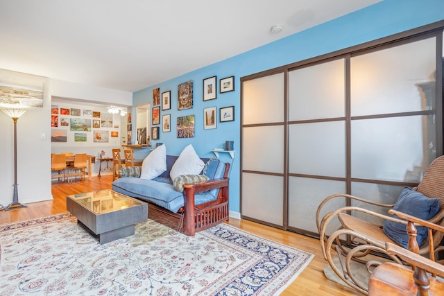 living area with wood finished floors