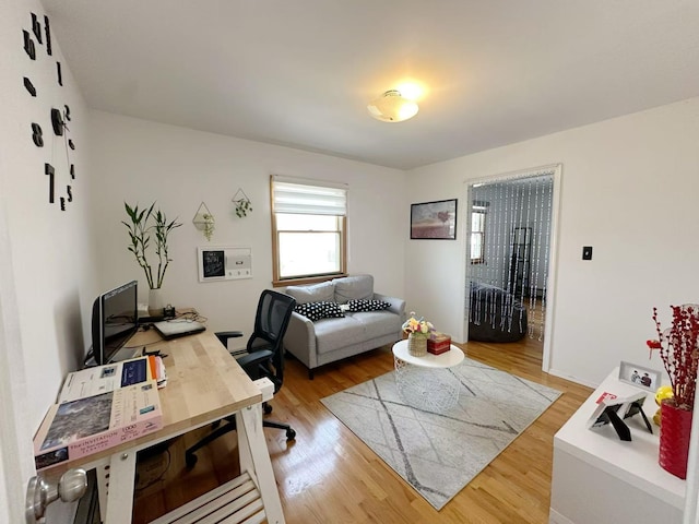 office with wood finished floors