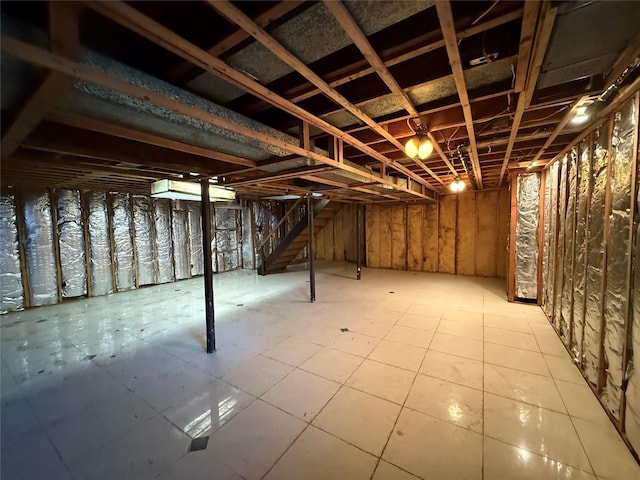 view of unfinished basement