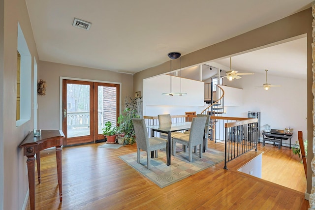 44 Karen Joy Dr, Middletown, NY 10940 - dining room with lofted ceiling, wood finished floors, and a ceiling fan