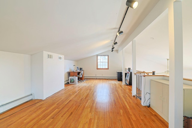 44 Karen Joy Dr, Middletown, NY 10940 - additional living space featuring a baseboard radiator, light wood finished floors, lofted ceiling, and baseboard heating