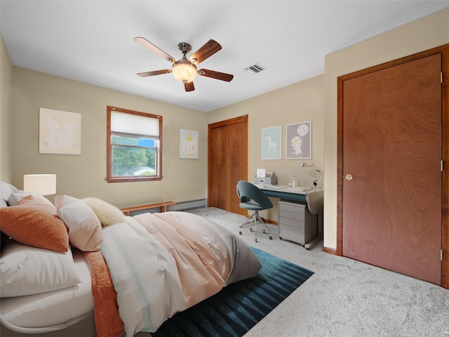 215 Old Haverstraw Rd, Congers, NY 10920 - bedroom with carpet, a desk, a ceiling fan, and baseboards
