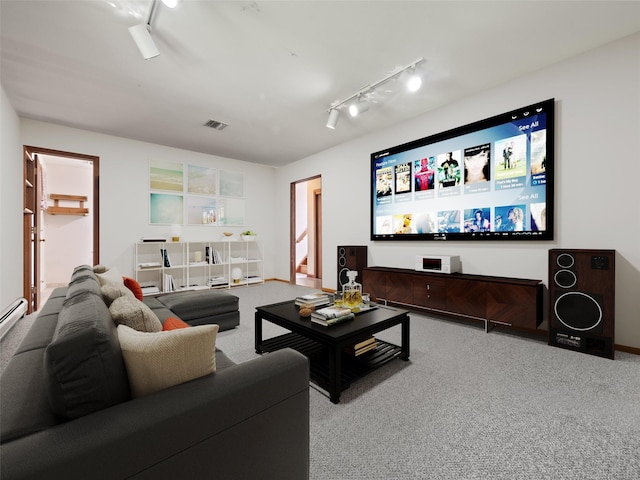 215 Old Haverstraw Rd, Congers, NY 10920 - home theater featuring carpet flooring and rail lighting