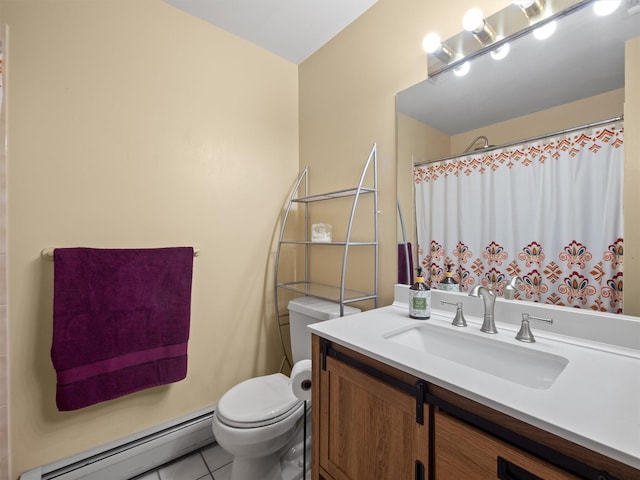 215 Old Haverstraw Rd, Congers, NY 10920 - full bath featuring a baseboard radiator, toilet, vanity, and tile patterned floors