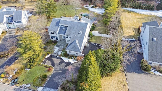 aerial view with a residential view