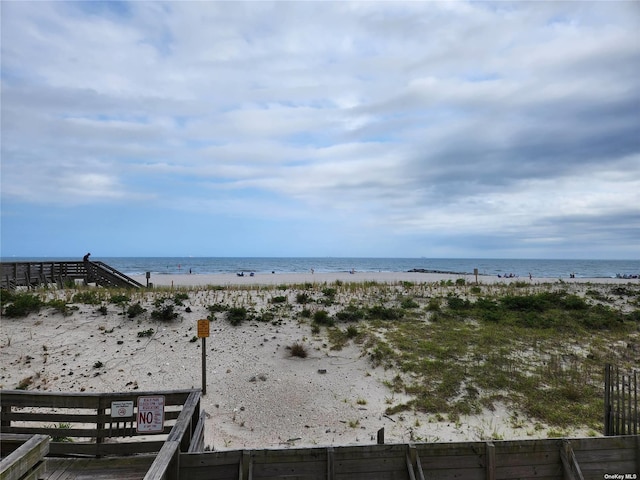 property view of water featuring a view of the beach