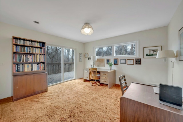 view of carpeted home office