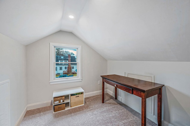 bonus room featuring vaulted ceiling, carpet flooring, and baseboards