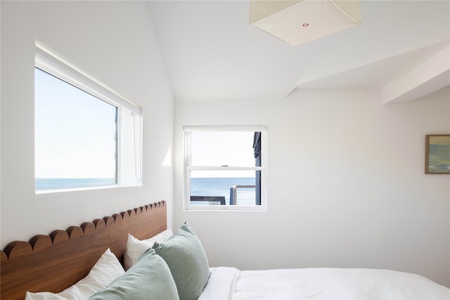 bedroom with a water view