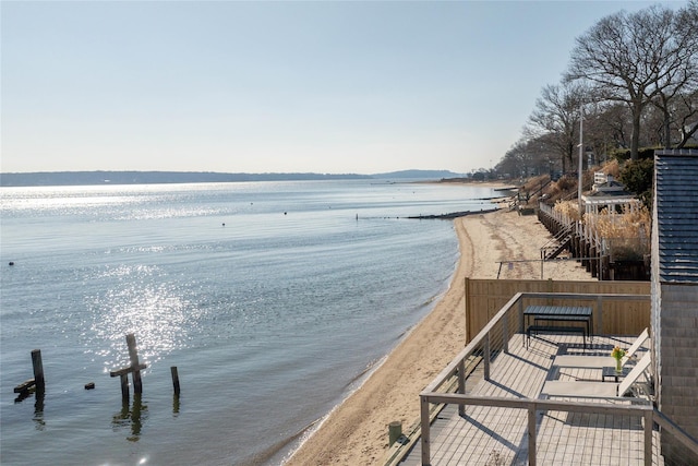 property view of water with a beach view