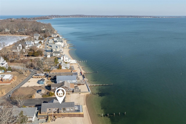 bird's eye view with a water view and a residential view