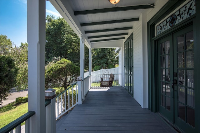 71 Old Mountain Rd S, Nyack, NY 10960 - wooden porch featuring french doors