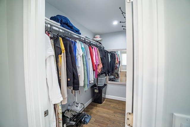 spacious closet with wood finished floors