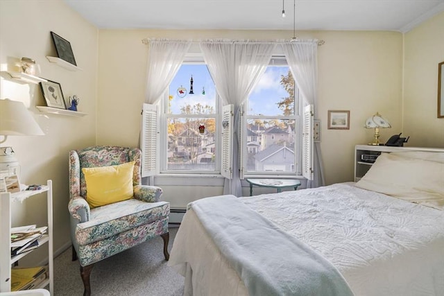 bedroom featuring a baseboard heating unit