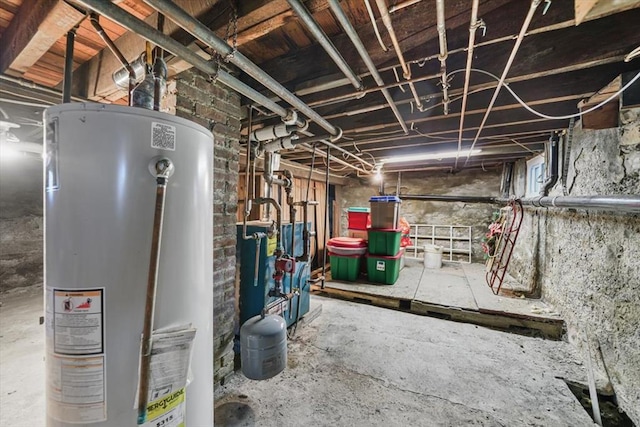 utilities with gas water heater and a heating unit