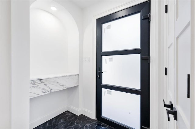 670 Emerson St, Woodmere, NY 11598 - doorway with arched walkways and built in study area