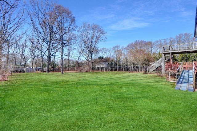 view of yard with stairs