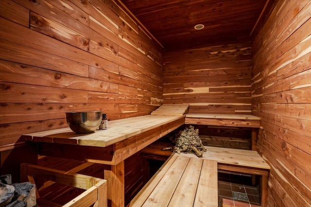 view of sauna