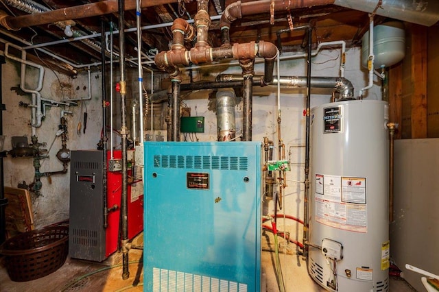 utilities with gas water heater and a heating unit