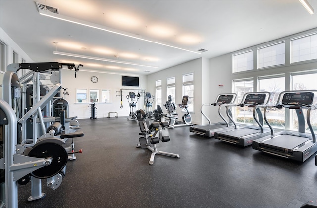 workout area with visible vents