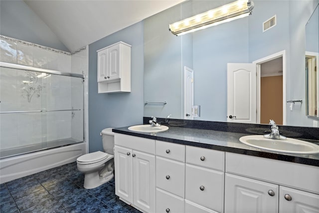 full bathroom featuring visible vents, a sink, toilet, and tile patterned floors