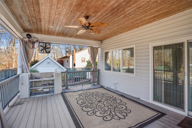 deck featuring ceiling fan