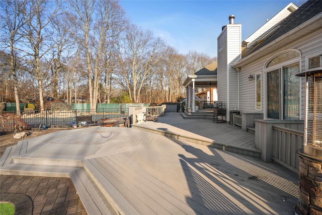 wooden terrace with fence