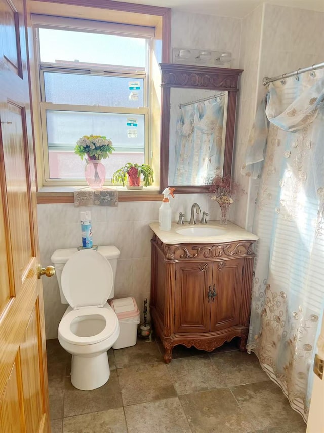 full bathroom with toilet and vanity