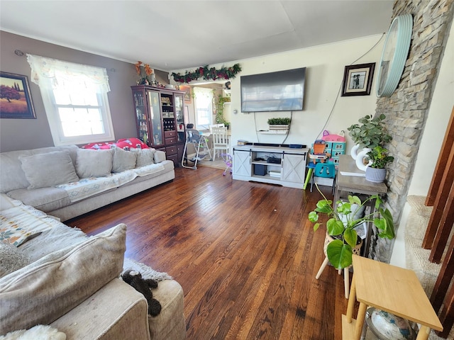 living area featuring wood finished floors