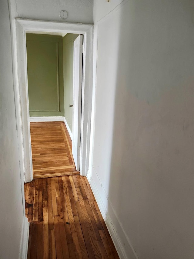 hall with hardwood / wood-style flooring