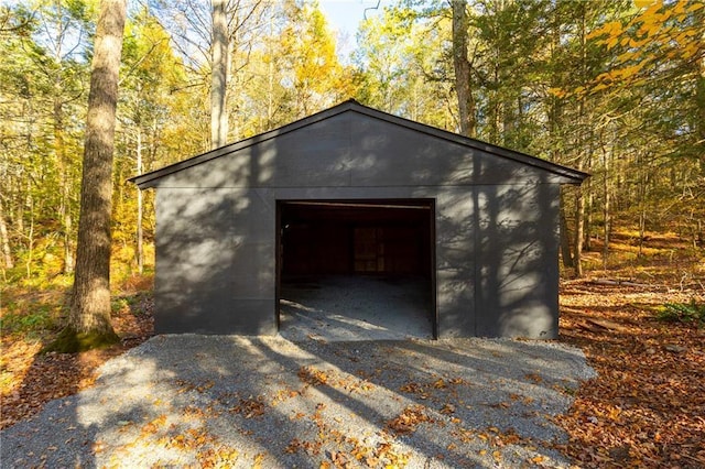 view of detached garage