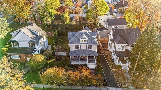 bird's eye view with a residential view