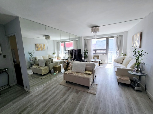 living area featuring wood finished floors