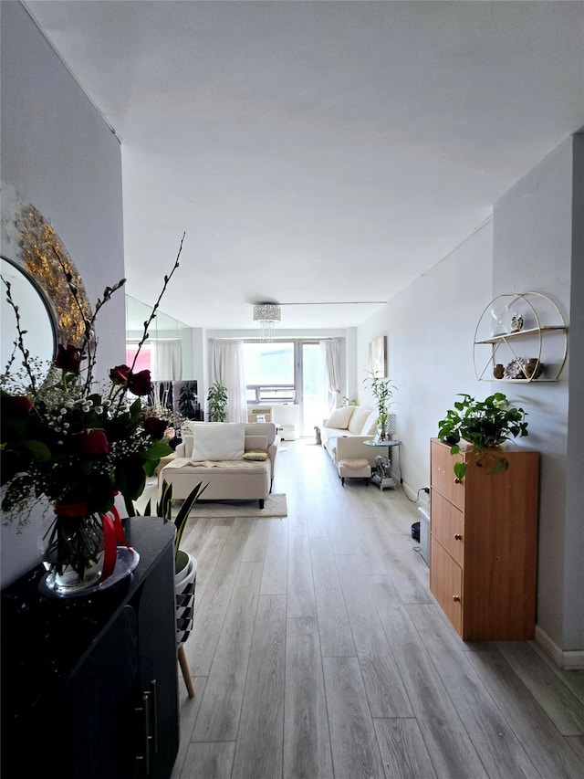 living area featuring light wood-type flooring