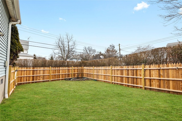 view of yard featuring a fenced backyard