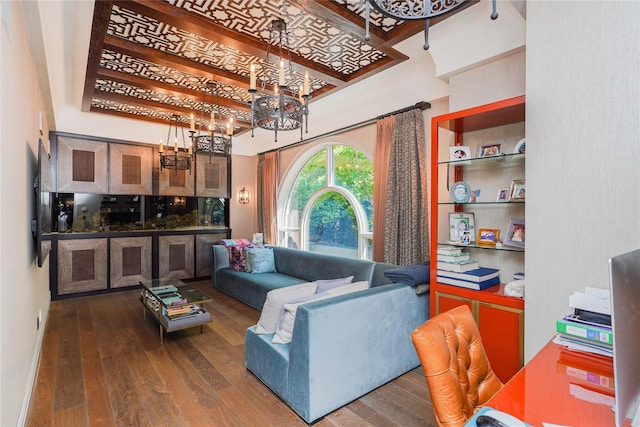 86 Gaylord Dr S, Brooklyn, NY 11234 - living area with a notable chandelier and wood finished floors