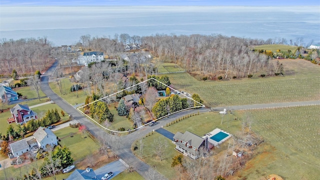 aerial view featuring a rural view