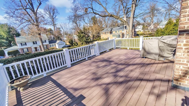 deck with a residential view