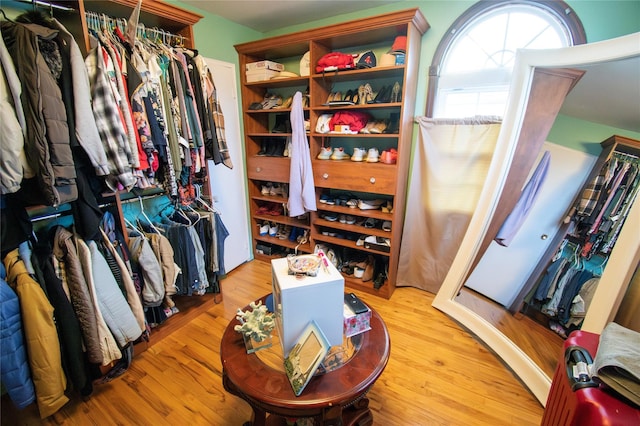 spacious closet with wood finished floors