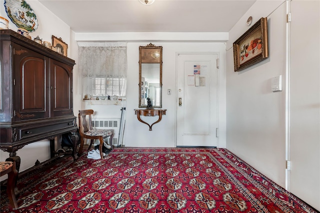 entryway with radiator heating unit