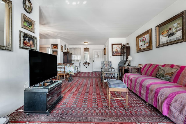 living room featuring carpet flooring